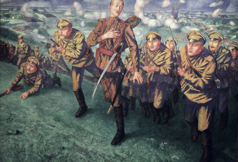 Репродукция картины Кузьмы Петрова-Водкина На линии огня, 1916 год Репродукция картины Кузьмы Петрова-Водкина На линии огня, 1916 год