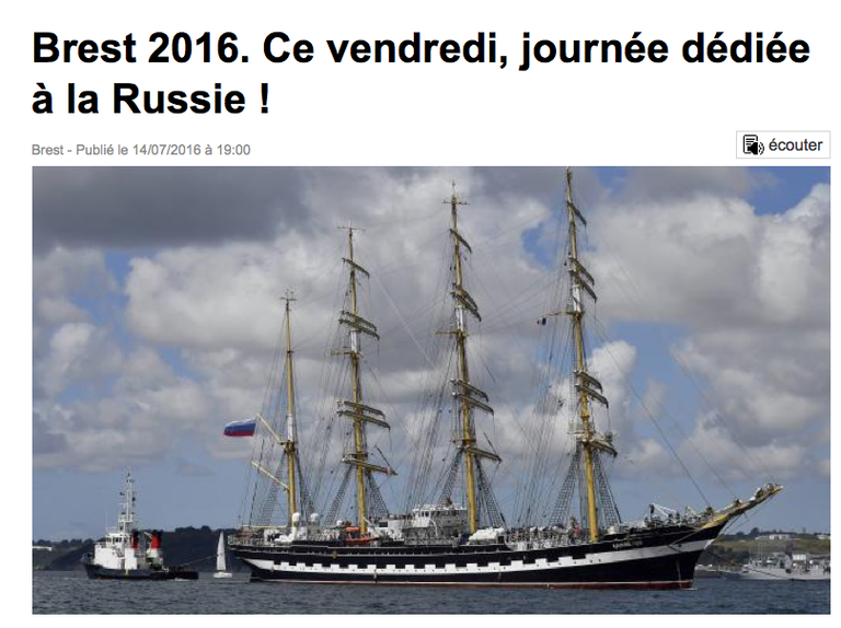 Заголовок статьи на сайте французского издания Ouest France Заголовок статьи на сайте французского издания Ouest France