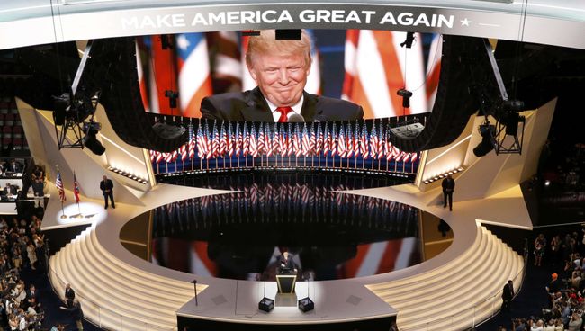 Дональд Трамп на съезде Республиканской партии США в Огайо. 22 июля 2016 Дональд Трамп на съезде Республиканской партии США в Огайо. 22 июля 2016