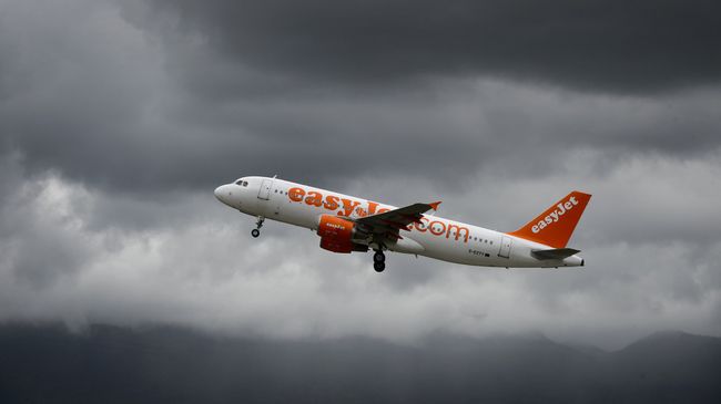 Самолет британской авиакомпании EasyJet во время полета. Архивное фото