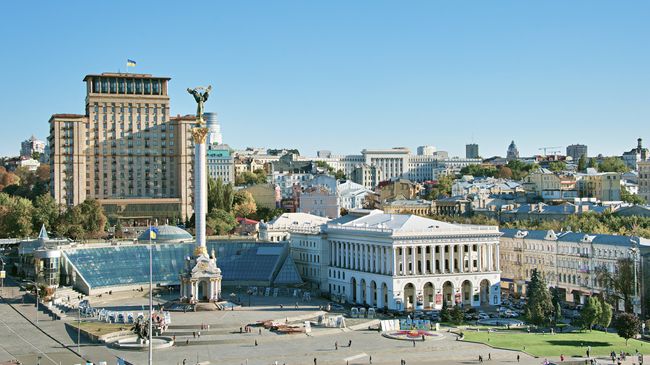 Площадь Независимости в Киеве, Украина. Архивное фото Площадь Независимости в Киеве, Украина. Архивное фото