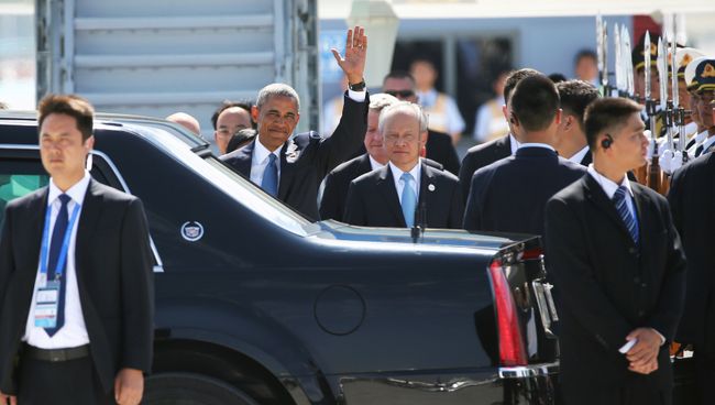 Президент США Барак Обама в аэропорту Ханчжоу, 3 сентября 2016 Президент США Барак Обама в аэропорту Ханчжоу, 3 сентября 2016