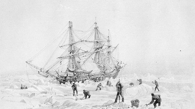 HMS Terror, зажатый льдами, рисунок капитана Бэка HMS Terror, зажатый льдами, рисунок капитана Бэка