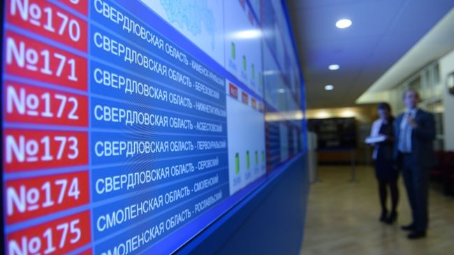 Информационные экраны в Центральной избирательной комиссии в единый день голосования Информационные экраны в Центральной избирательной комиссии в единый день голосования