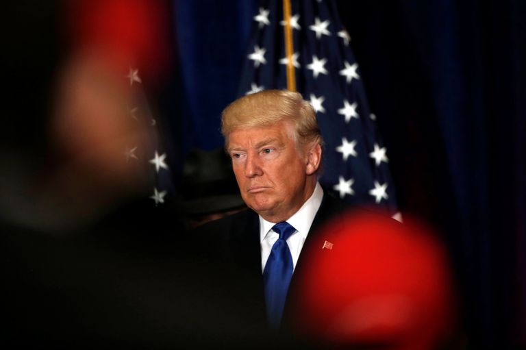 Кандидат в президенты США от Республиканской партии Дональд Трамп во время пресс-конференции в Вашингтоне. Сентябрь 2016 года 