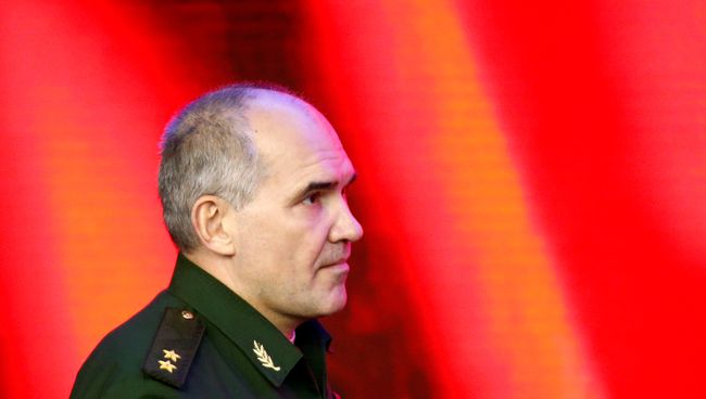 Начальник Главного оперативного управления Генштаба ВС РФ генерал-лейтенант Сергей Рудской во время пресс-конференции в Москве. 19 сентября 2016