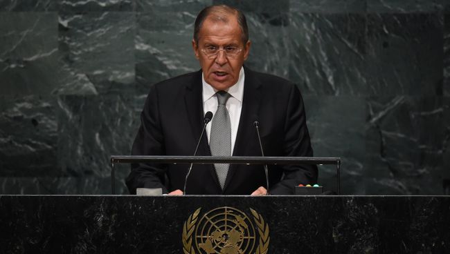 Глава МИД РФ Сергей Лавров во время выступления на Генассамблее ООН Глава МИД РФ Сергей Лавров во время выступления на Генассамблее ООН