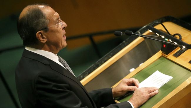 Глава МИД РФ Сергей Лавров во время выступления на Генассамблее ООН Глава МИД РФ Сергей Лавров во время выступления на Генассамблее ООН
