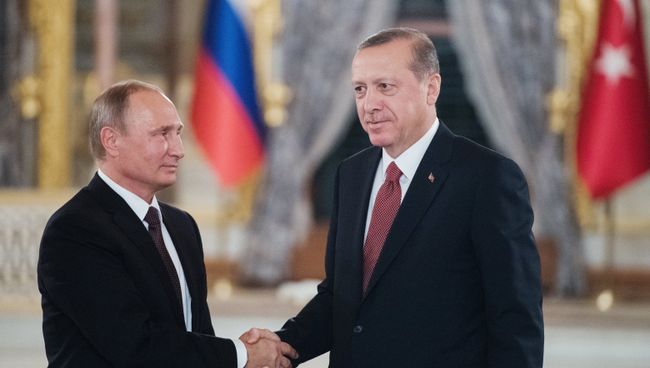 Президент РФ Владимир Путин и президент Турции Реджеп Тайип Эрдоган. Архивное фото