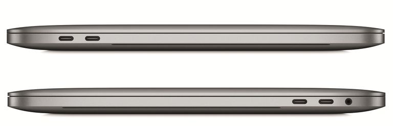Торцы ноутбука Apple MacBook Pro с разъемами Thunderbolt 3 формата USB Type-C