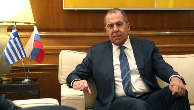 Министр иностранных дел РФ Сергей Лавров во время визита в Грецию