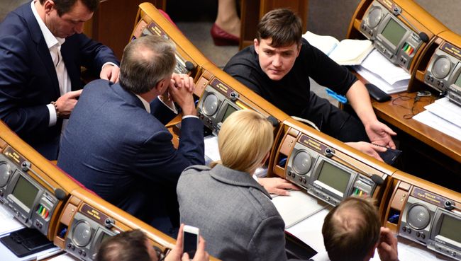 Депутат от партии Батькивщина Надежда Савченко на заседании Верховной рады Украины в Киеве. Архивное фото