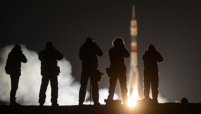 Пуск ракеты-носителя Союз-ФГ с пилотируемым кораблем Союз МС-03 с космодрома Байконур Пуск ракеты-носителя Союз-ФГ с пилотируемым кораблем Союз МС-03 с космодрома Байконур
