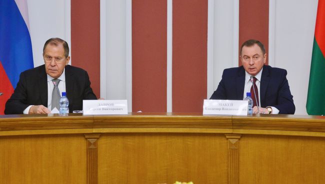 Министр иностранных дел РФ Сергей Лавров и министр иностранных дел Белоруссии Владимир Макей в Минске Министр иностранных дел РФ Сергей Лавров и министр иностранных дел Белоруссии Владимир Макей в Минске