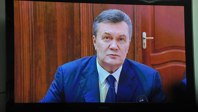 Допрос Виктора Януковича в режиме видеоконференции в качестве свидетеля по делу о беспорядках в Киеве в феврале 2014 года