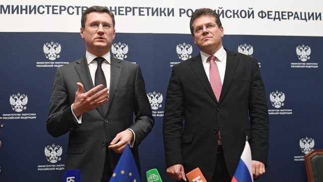 Министр энергетики РФ Александр Новак и вице-президент Еврокомиссии по энергосоюзу Марош Шефчович. Архивное фото