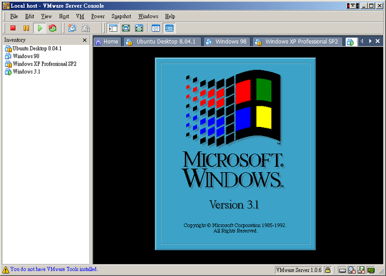 Операционная система Windows 3.1 в окне виртуальной машины VMware