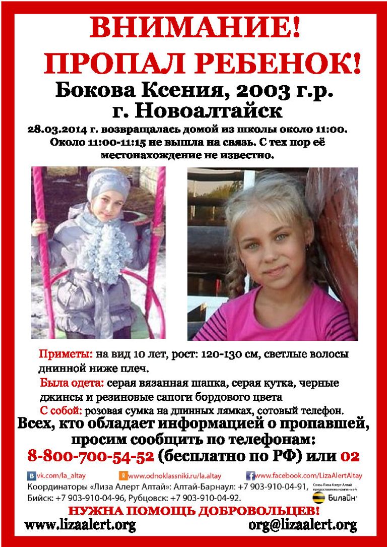 Предоставлено поисково-спасательным отрядом Лиза Алерт
