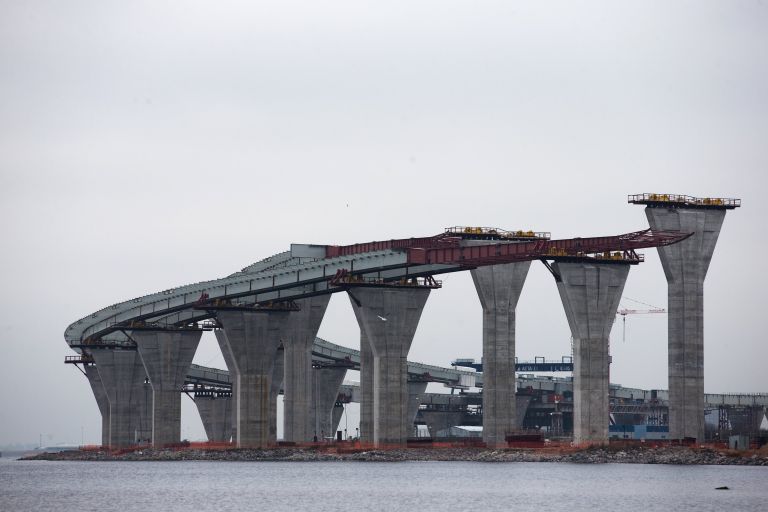 Строительство двухъярусного моста Западного скоростного диаметра в Санкт-Петербурге Строительство двухъярусного моста Западного скоростного диаметра в Санкт-Петербурге