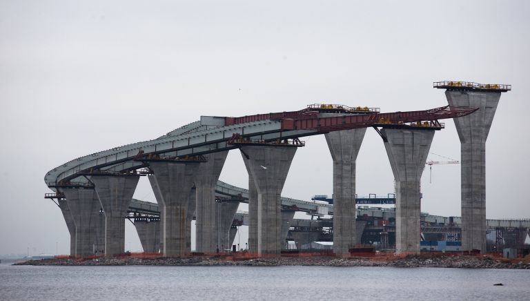 Строительство двухъярусного моста Западного скоростного диаметра в Санкт-Петербурге Строительство двухъярусного моста Западного скоростного диаметра в Санкт-Петербурге