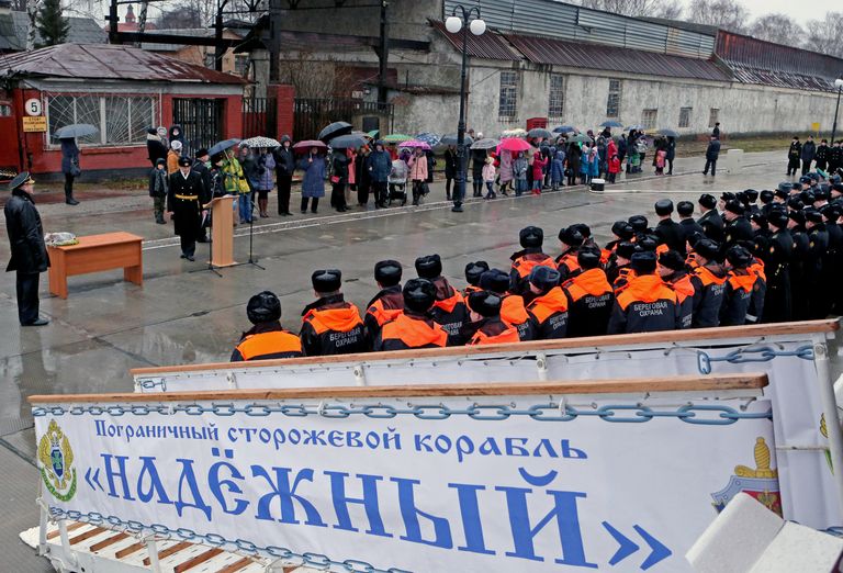 Встреча пограничного сторожевого корабля Надёжный в порту Балтийска Встреча пограничного сторожевого корабля Надёжный в порту Балтийска