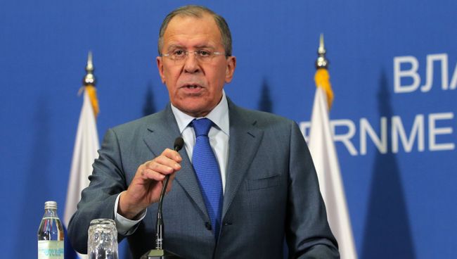 Министр иностранных дел РФ Сергей Лавров на пресс-конференции в Белграде. 12 декабря 2016