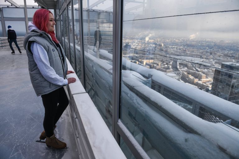 Открытие катка на крыше башни Око ММДЦ Москва-Сити