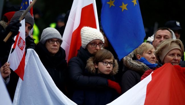 Акция протеста оппозиции в Польше Акция протеста оппозиции в Польше
