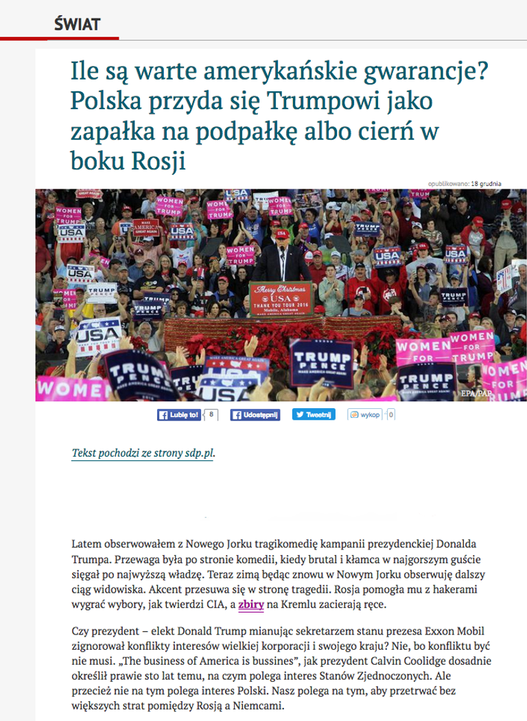 Фрагмент статьи на сайте польского издания wPolityce.pl Фрагмент статьи на сайте польского издания wPolityce.pl
