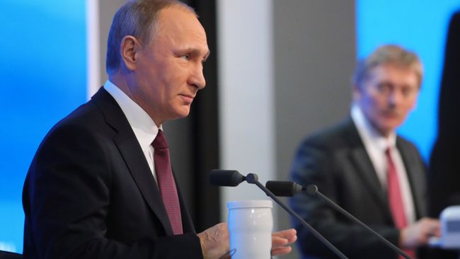 Президент РФ Владимир Путин на двенадцатой большой ежегодной пресс-конференции в Центре международной торговли на Красной Пресне. 23 декабря 2016