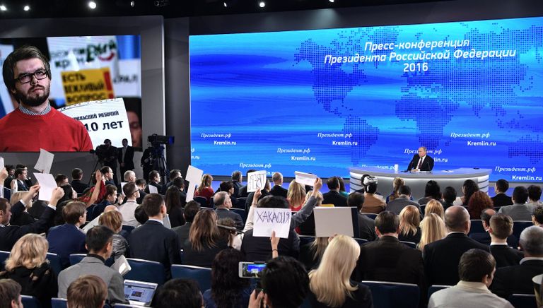 Президент РФ Владимир Путин на двенадцатой большой ежегодной пресс-конференции в Центре международной торговли на Красной Пресне. 23 декабря 2016