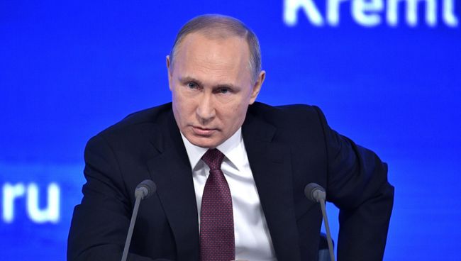 Президент РФ Владимир Путин на двенадцатой большой ежегодной пресс-конференции в Центре международной торговли на Красной Пресне. 23 декабря 2016