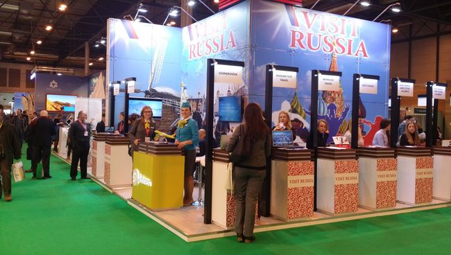 Российский стенд на туристической ярмарке Fitur, открывшейся в Мадриде, Испания Российский стенд на туристической ярмарке Fitur, открывшейся в Мадриде, Испания