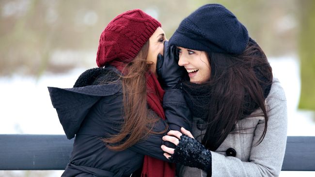 Девушки беседнуют зимним днем Девушки беседнуют зимним днем