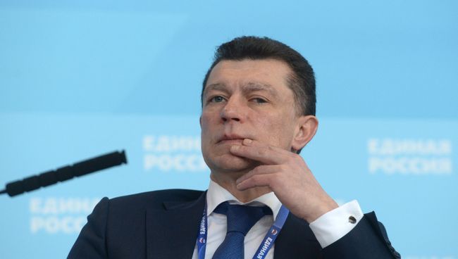 Министр труда и социальной защиты РФ Максим Топилин на XVI съезде партии Единая Россия в Москве.