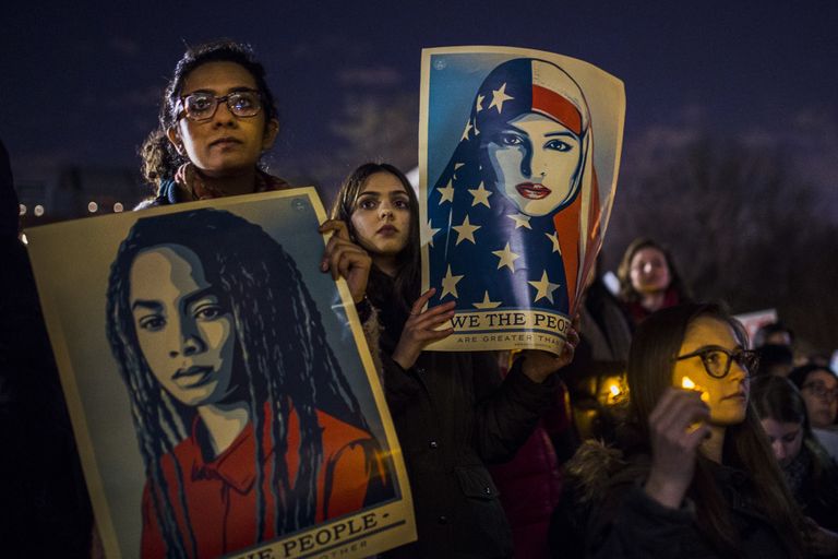 Митинг против миграционной политики президента США Дональда Трампа. 25 января 2017