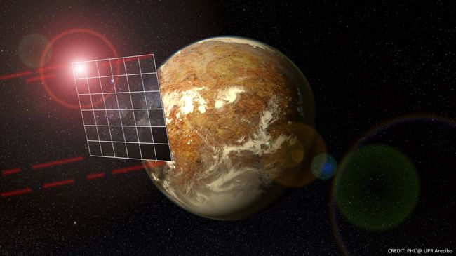 Так художник представил себе солнечный парус, облетающий систему Альфы Центавра