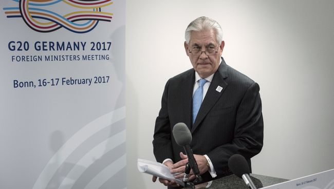 Госсекретарь США Рекс Тиллерсон во время встречи глав МИД G20 в Бонне. 16 февраля 2017
