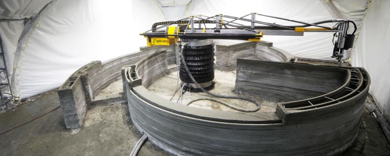 Дом, напечатанный строительным 3D-принтером Дом, напечатанный строительным 3D-принтером