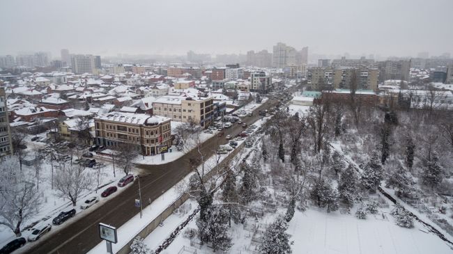 Зима в Краснодаре. Архивное фото Зима в Краснодаре. Архивное фото
