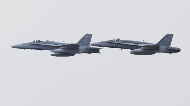 Пара истребителей CF-18 Hornet Королевских ВВС Канады Пара истребителей CF-18 Hornet Королевских ВВС Канады