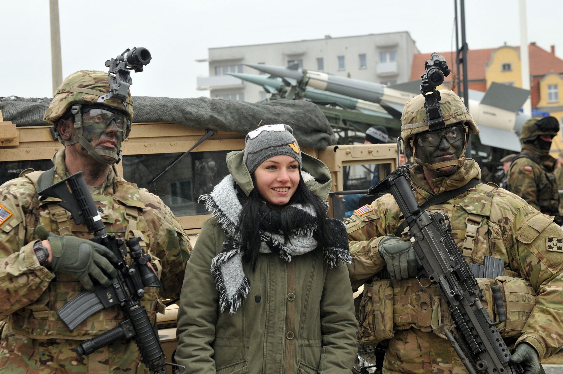 Церемония встречи американских военных в городе Сквежина, Польша - РИА Новости, 1920, 05.02.2021
