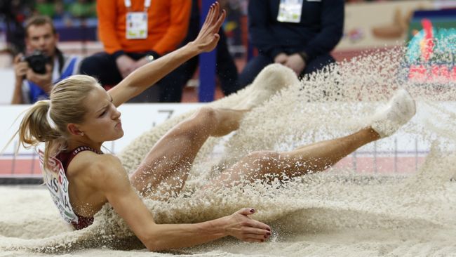 Российская прыгунья в длину Дарья Клишина в финале чемпионата Европы в помещении в Белграде, Сербия. 5 марта 2017