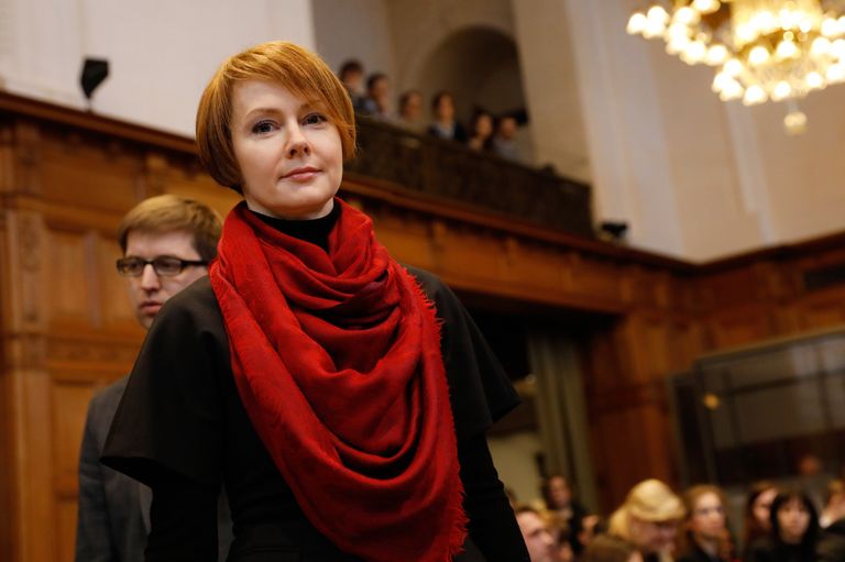 Представитель Киева в Международном суде ООН, заместитель министра иностранных дел Украины Елена Зеркаль в Международном суде ООН в Гааге. 6 марта 2017
