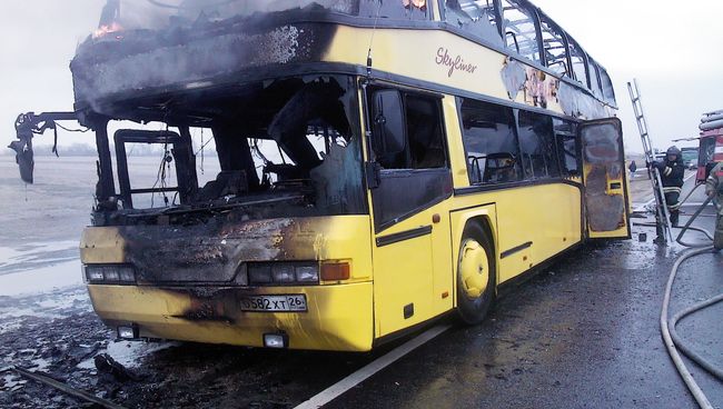 Сгоревший автобус на Ставрополье Сгоревший автобус на Ставрополье