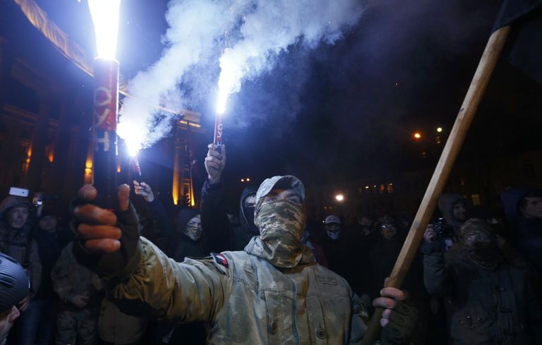 Митинг сторонников блокады Донбасса на Майдане Незалежности в центре Киева 