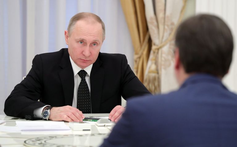 Президент РФ Владимир Путин во время встречи с председателем правительства Сербии Александром Вучичем. 27 марта 2017