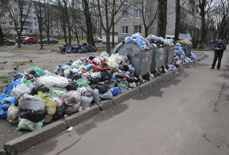 Невывезенный мусор во дворах Львова Невывезенный мусор во дворах Львова