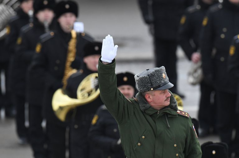 Совместная тренировка пеших парадных расчетов войск Московского гарнизона и механизированной колонны к участию в военном параде на Красной площади 9 мая 2017 года