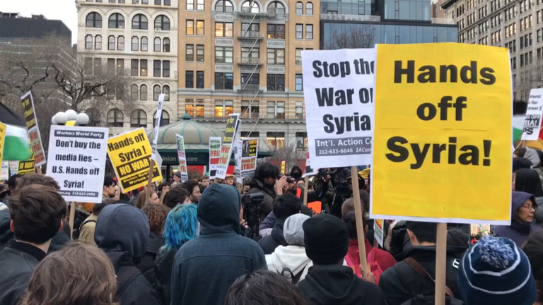 Руки прочь от Сирии – в США прошли протесты против авиаудара по базе Шайрат